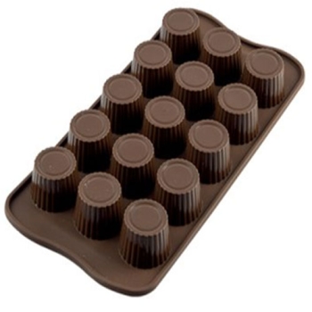 PLAQUE SILIKOMART 15 RONDS NERVURES - GAMME EASY CHOC