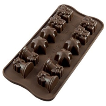 PLAQUE SILIKOMART 12 SUJETS NOEL - GAMME EASY CHOC