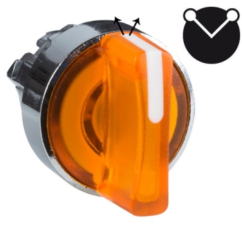 TETE BOUTON TOURNANT LUMINEUX ORANGE  A MANETTE 2 POSITIONS - SCHNEIDER TELEMECANIQUE - CODE ZB4BK1253