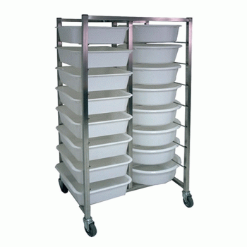 ECHELLE INOX DOUBLE A BACS 2X8 NIVEAUX - AVEC 16 BACS RONDS