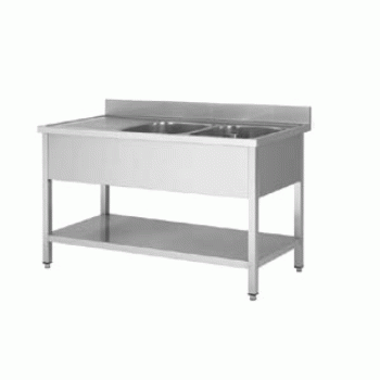 PLONGE INOX 1400X700X850  2 BACS-EGOUTTOIR A GAUCHE