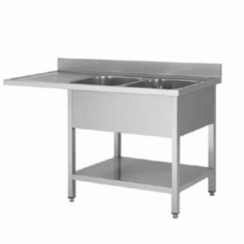 PLONGE INOX 1600X600X850 2 BACS-EGOUTTOIR A GAUCHE