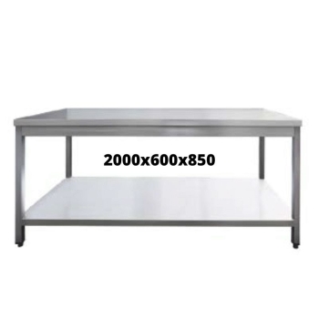 TABLE INOX 2000X600X850  SANS DOSSERET