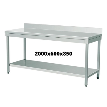 TABLE INOX 2000X600X850 AVEC DOSSERET