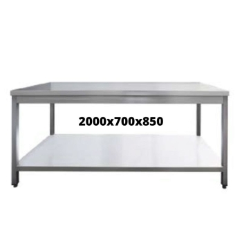 TABLE INOX 2000X700X850  SANS DOSSERET