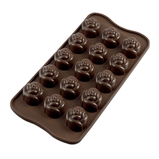 PLAQUE SILIKOMART 15 ROSES - GAMME EASY CHOC