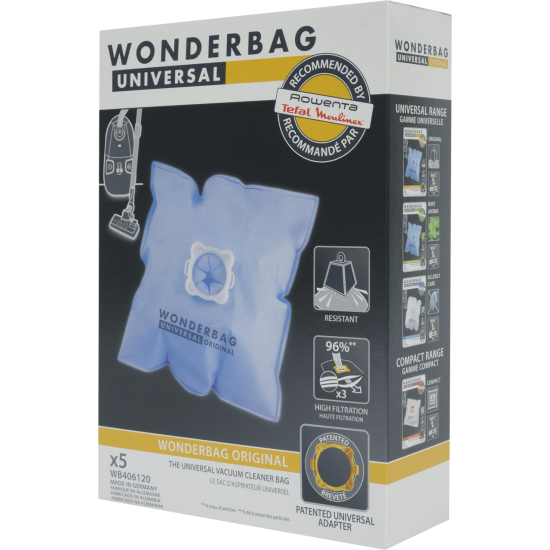 Lots de 5 sacs universels pour aspirateurs  - Wonderbag