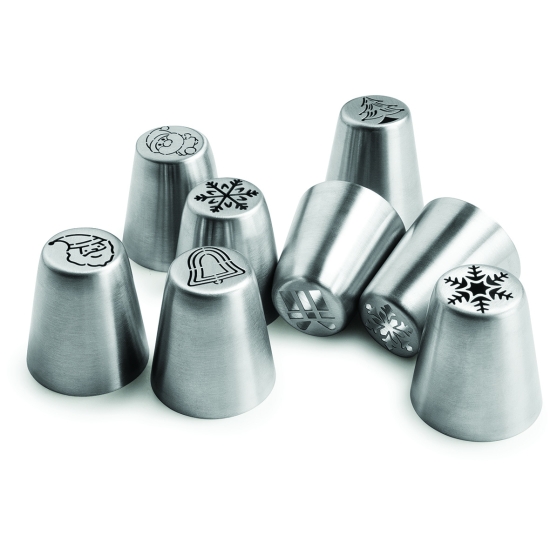 LOT DE 8 DOUILLES INOX DECORS NOËL