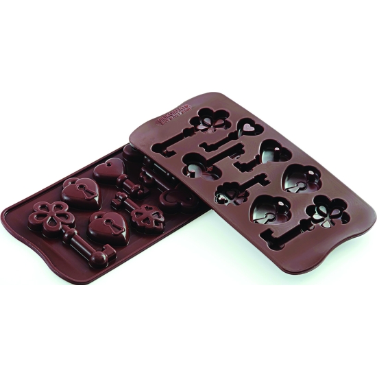 PLAQUE SILIKOMART 6 CLES ET 2 CADENAS - GAMME EASY CHOC